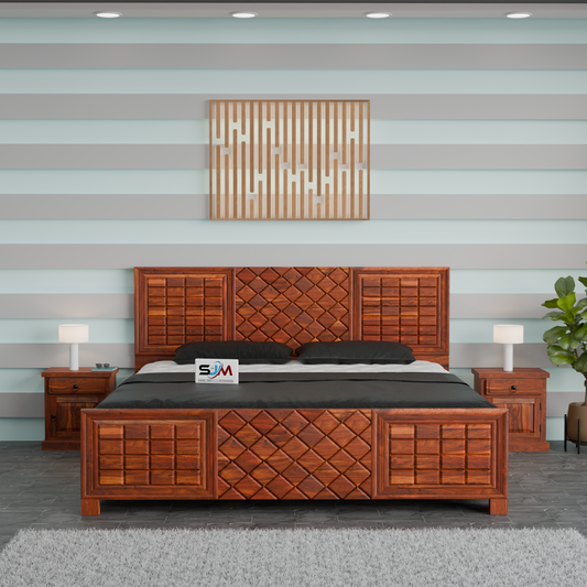 Luxury Sheesham Wood King Size Bed with storage for Home