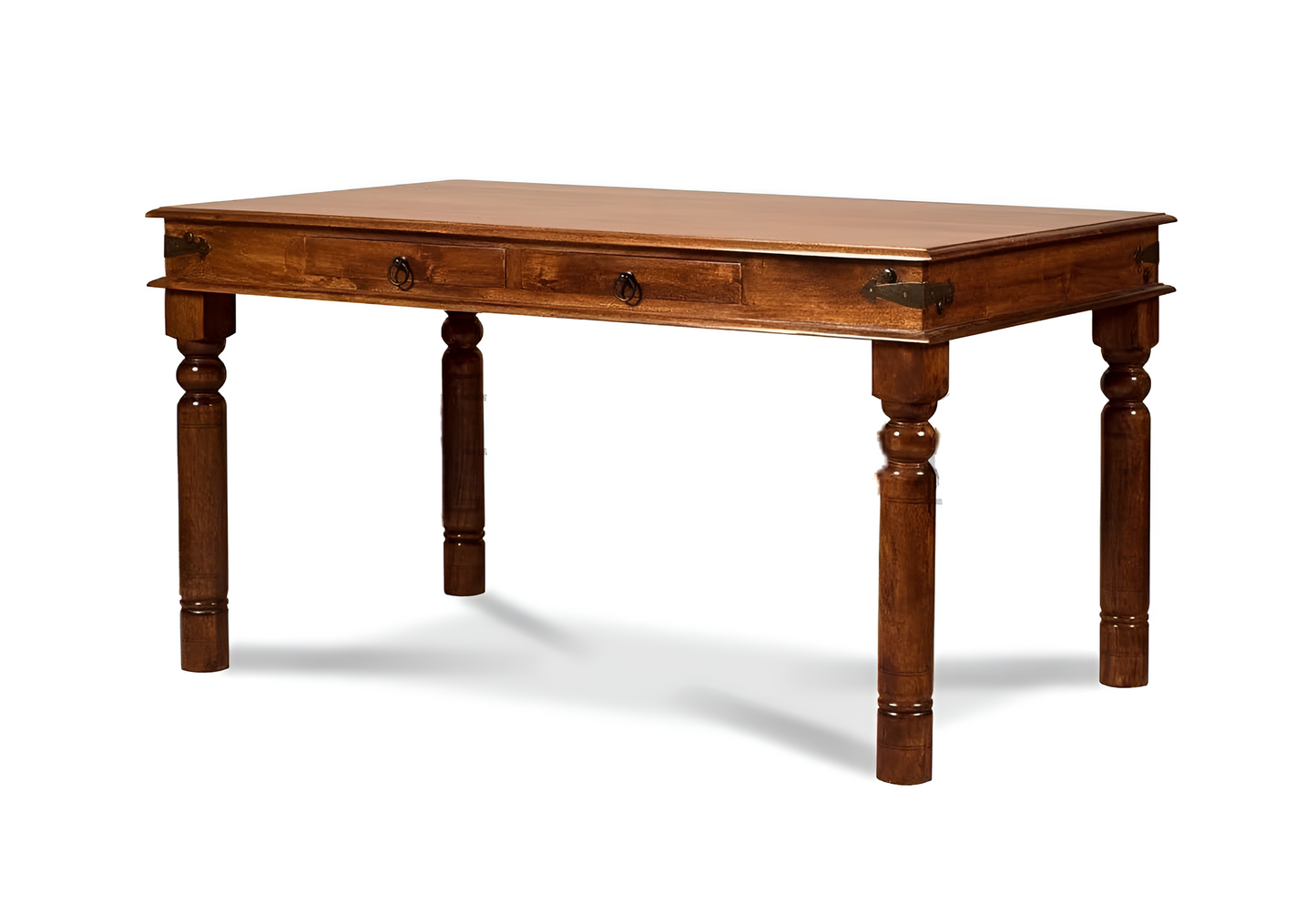Solid Wood 4 Seater Dining Table Set with Wooden Chairs and Storage Drawer