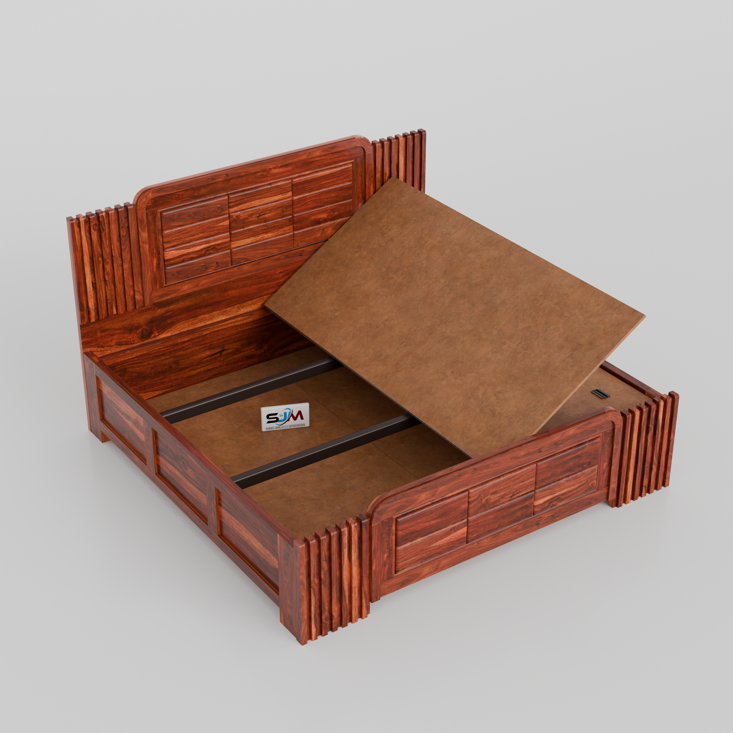 Sheesham Wood King Size Bed with Box Storage