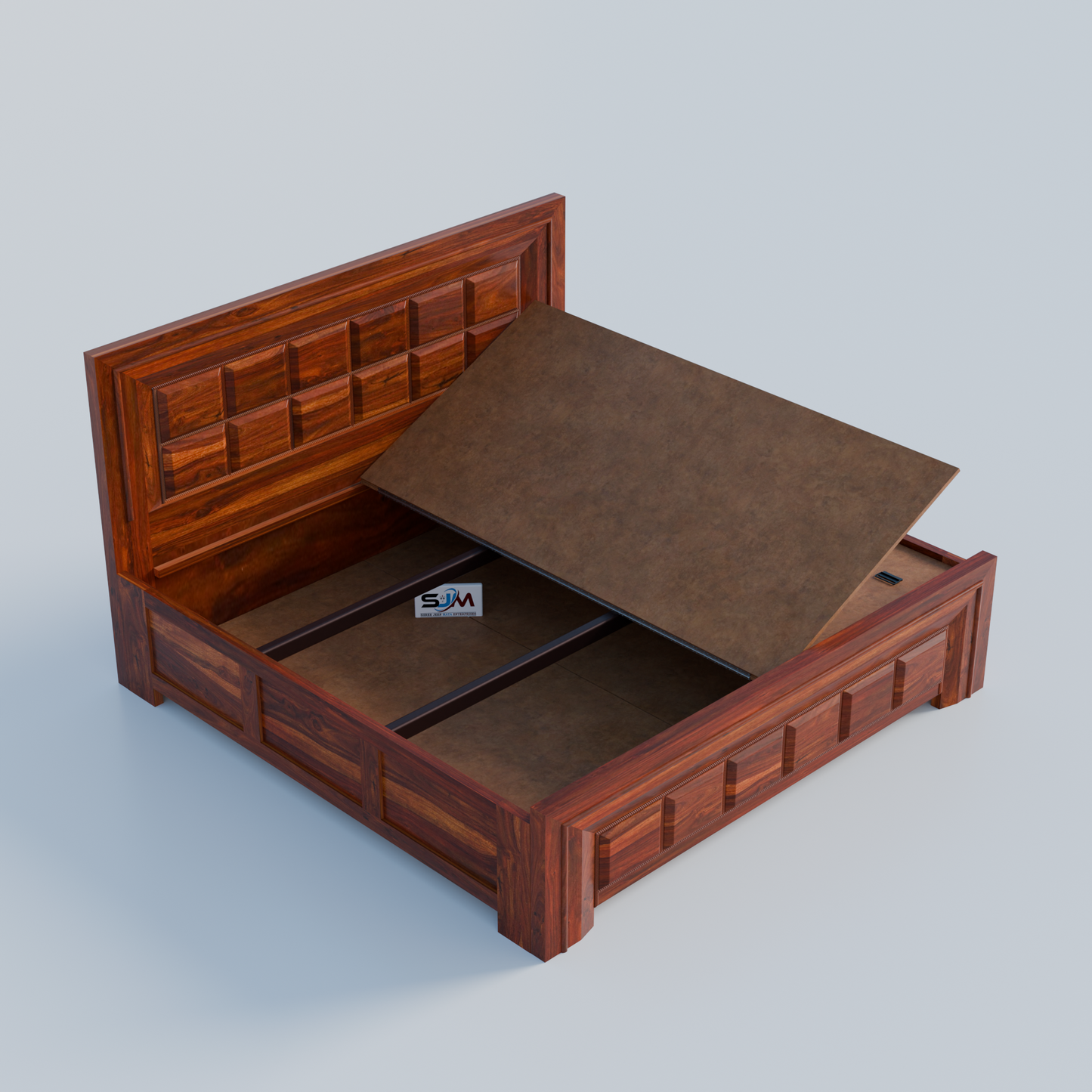 Sheesham Wood King Size Storage Bed for bedroom