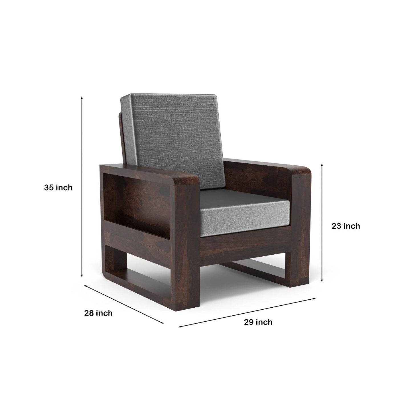 Solid Wood 6 Seater Sofa Set (3+2+1) | Natural & Walnut Finish Wooden Sofa with Cushions