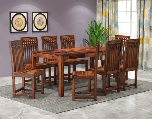 Premium Solid Wood 6 Seater Dining Table Set with Slatted Back Chairs