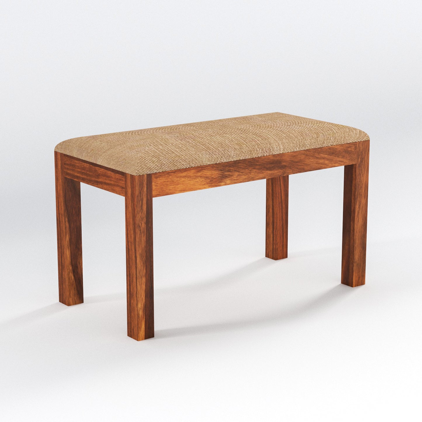 Modern Solid Wood Dining Bench with Upholstered Top