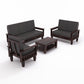 Premium Solid Wood 6 Seater Sofa Set (3+2+1) with Cushioned Seating | Natural & Walnut Finish