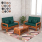 Solid Wood 4 Seater Sofa Set (Set of 2) | Natural & Walnut Finish Wooden Sofa with Cushions