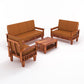 Premium Solid Wood 6 Seater Sofa Set (3+2+1) with Cushioned Seating | Natural & Walnut Finish