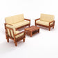 Premium Solid Wood 6 Seater Sofa Set (3+2+1) with Cushioned Seating | Natural & Walnut Finish