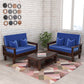 Solid Wood 4 Seater Sofa Set (Set of 2) | Natural & Walnut Finish Wooden Sofa with Cushions