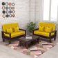 Solid Wood 4 Seater Sofa Set (Set of 2) | Natural & Walnut Finish Wooden Sofa with Cushions