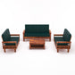 Solid Wood 7 Seater Sofa Set (3+2+2) with Cushioned Seating | Natural & Walnut Finish Wooden Sofa