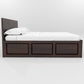Solid Wood Storage Bed with Designer Panel Headboard – King Size Wooden Bed