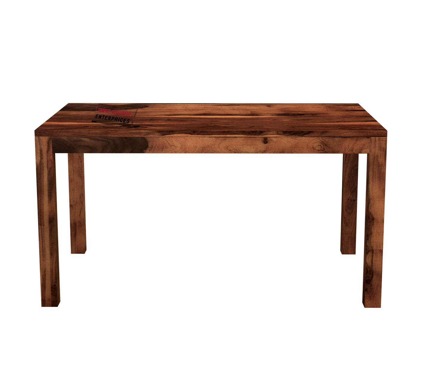 Solid Wood 6 Seater Dining Table Set with Slatted Back Chairs