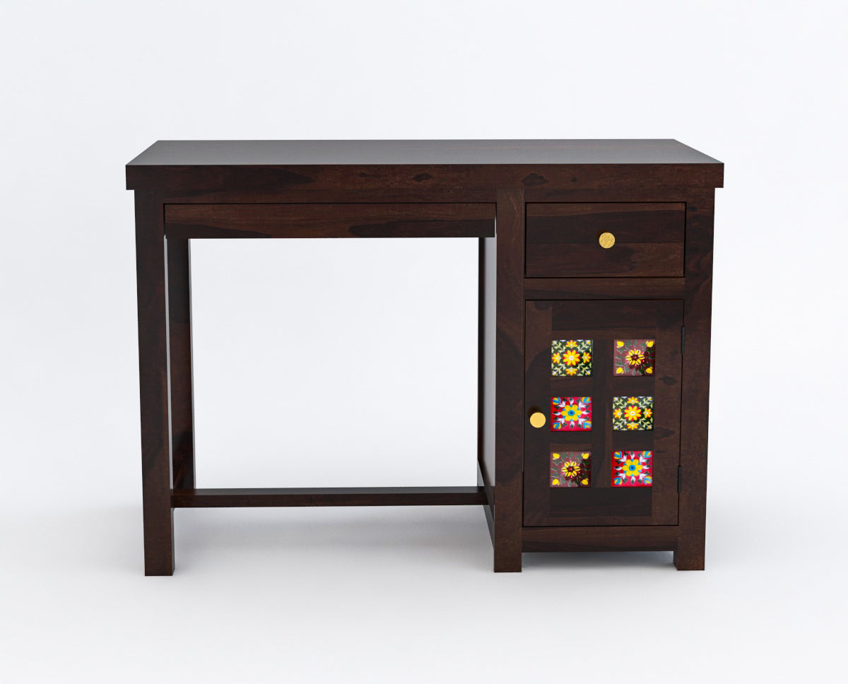 Solid Sheesham Wood Study Table with Storage & Matching Chair