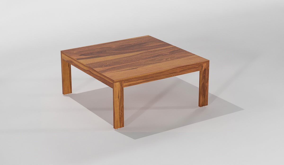 Handcrafted Solid Wood Coffee Table with Carved Ottoman Stools