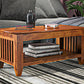 Solid Wood Coffee Table with Open Shelf – Modern Living Room Center Table