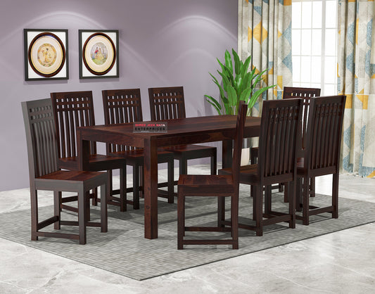 Premium Solid Wood 6 Seater Dining Table Set with Slatted Back Chairs