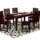 Solid Wood 6 Seater Dining Table Set with Slatted Back Chairs