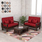 Solid Wood 4 Seater Sofa Set (Set of 2) | Natural & Walnut Finish Wooden Sofa with Cushions