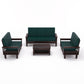 Solid Wood 7 Seater Sofa Set (3+2+2) with Cushioned Seating | Natural & Walnut Finish Wooden Sofa