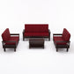 Solid Wood 7 Seater Sofa Set (3+2+2) with Cushioned Seating | Natural & Walnut Finish Wooden Sofa