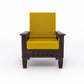 Solid Wood Single Seater Sofa with Natural & Walnut Finish and Cushioned Comfort