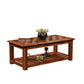Premium Solid Wood Coffee Table with Artistic Textured Top & Storage Shelf