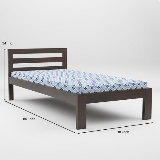 Solid Wood Single Bed with Minimal Slat Headboard