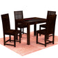 Solid Wood 4 Seater Dining Table Set with Wooden Chairs