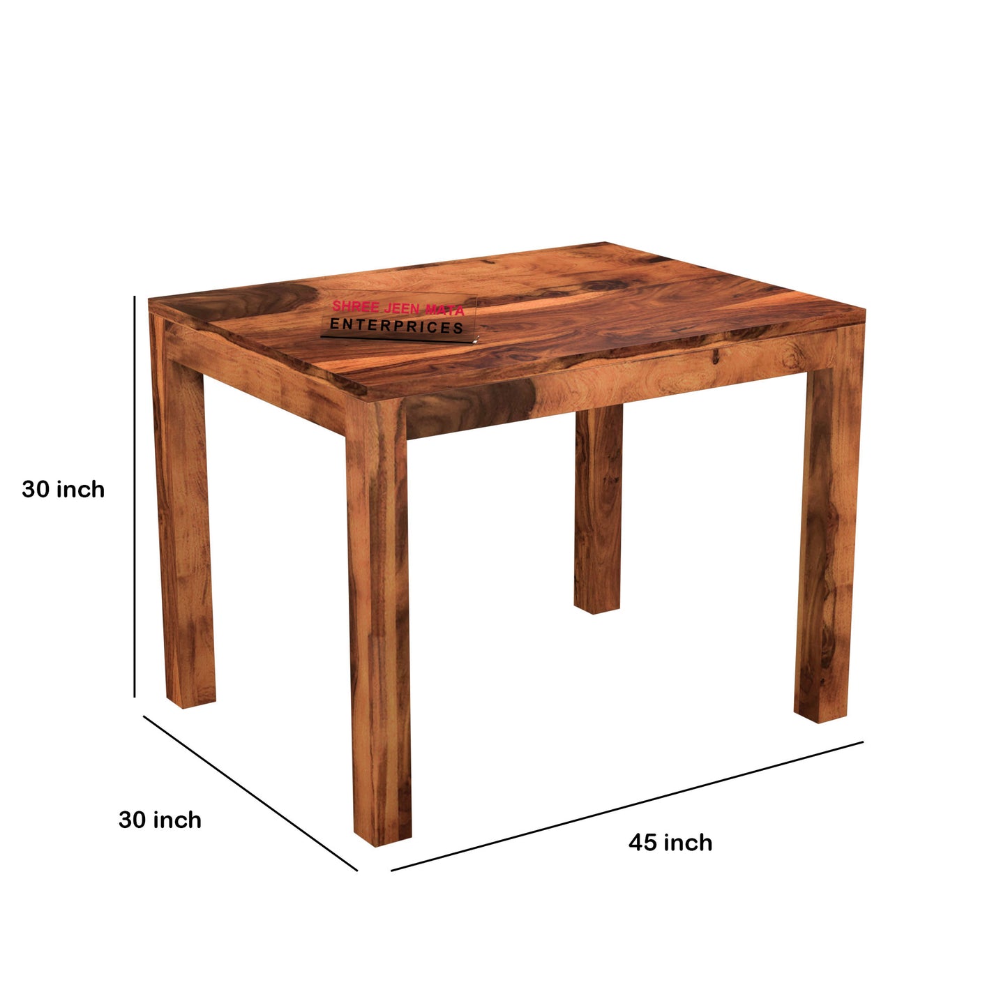 Solid Wood 4 Seater Dining Table Set with Wooden Chairs