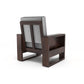 Solid Wood Single Seater Sofa | Natural & Walnut Finish Wooden Chair with Cushioned Comfort