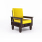 Solid Wood Single Seater Sofa with Natural & Walnut Finish and Cushioned Comfort