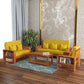 Solid Wood 6 Seater Sofa Set (3+2+1) | Natural & Walnut Finish Wooden Sofa with Cushions