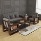 Solid Wood 5 Seater Sofa Set (3+1+1) | Natural & Walnut Finish Wooden Sofa with Cushions