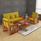 Solid Wood 5 Seater Sofa Set (3+1+1) | Natural & Walnut Finish Wooden Sofa with Cushions