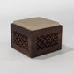 Handcrafted Solid Wood Coffee Table with Carved Ottoman Stools