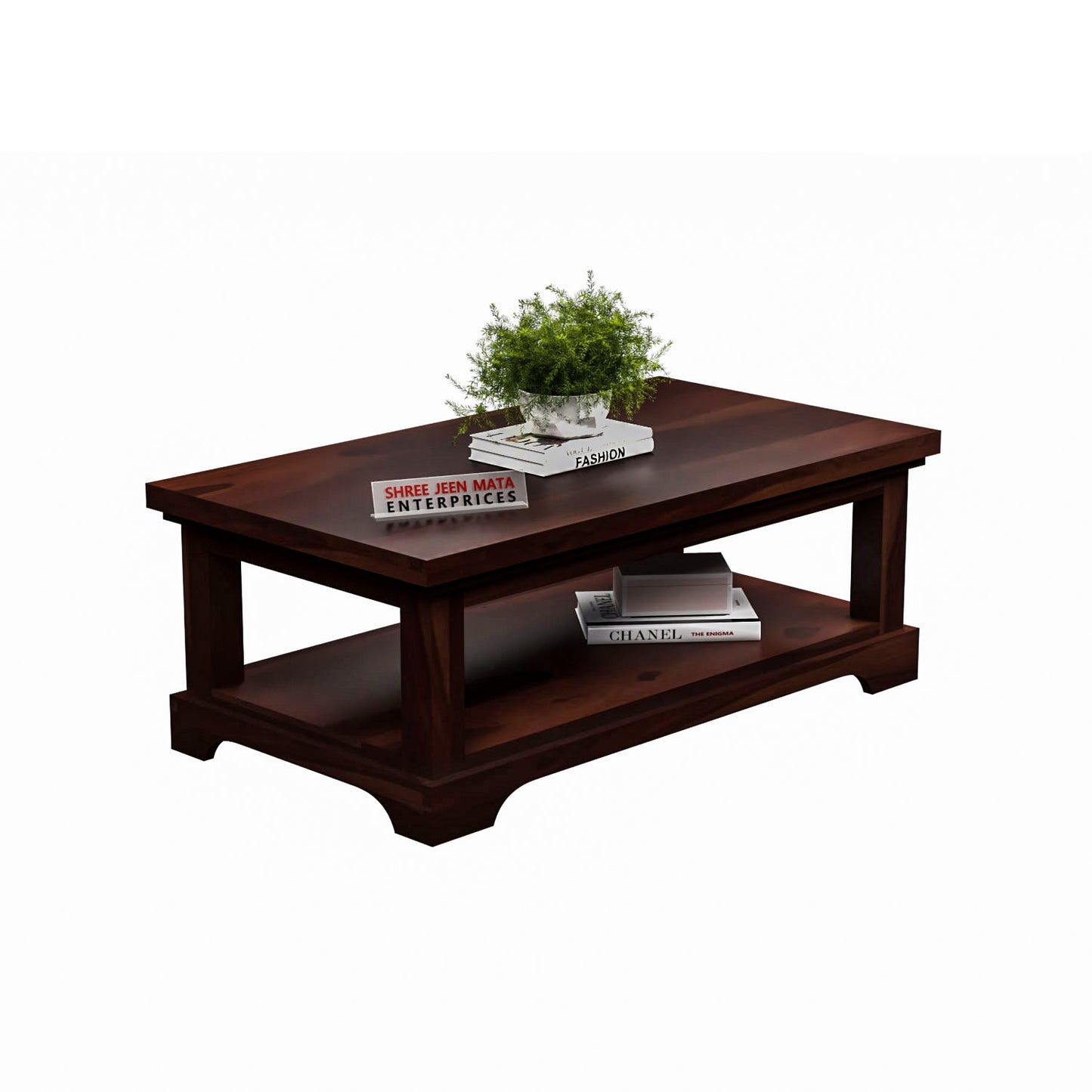 Handcrafted Solid Wood Coffee Table with Open Shelf