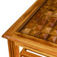 Elegant Solid Wood Coffee Table with Textured Glass Top & Storage Shelf