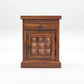 Solid Sheesham Wood Bedside Table with Drawer & Storage Cabinet