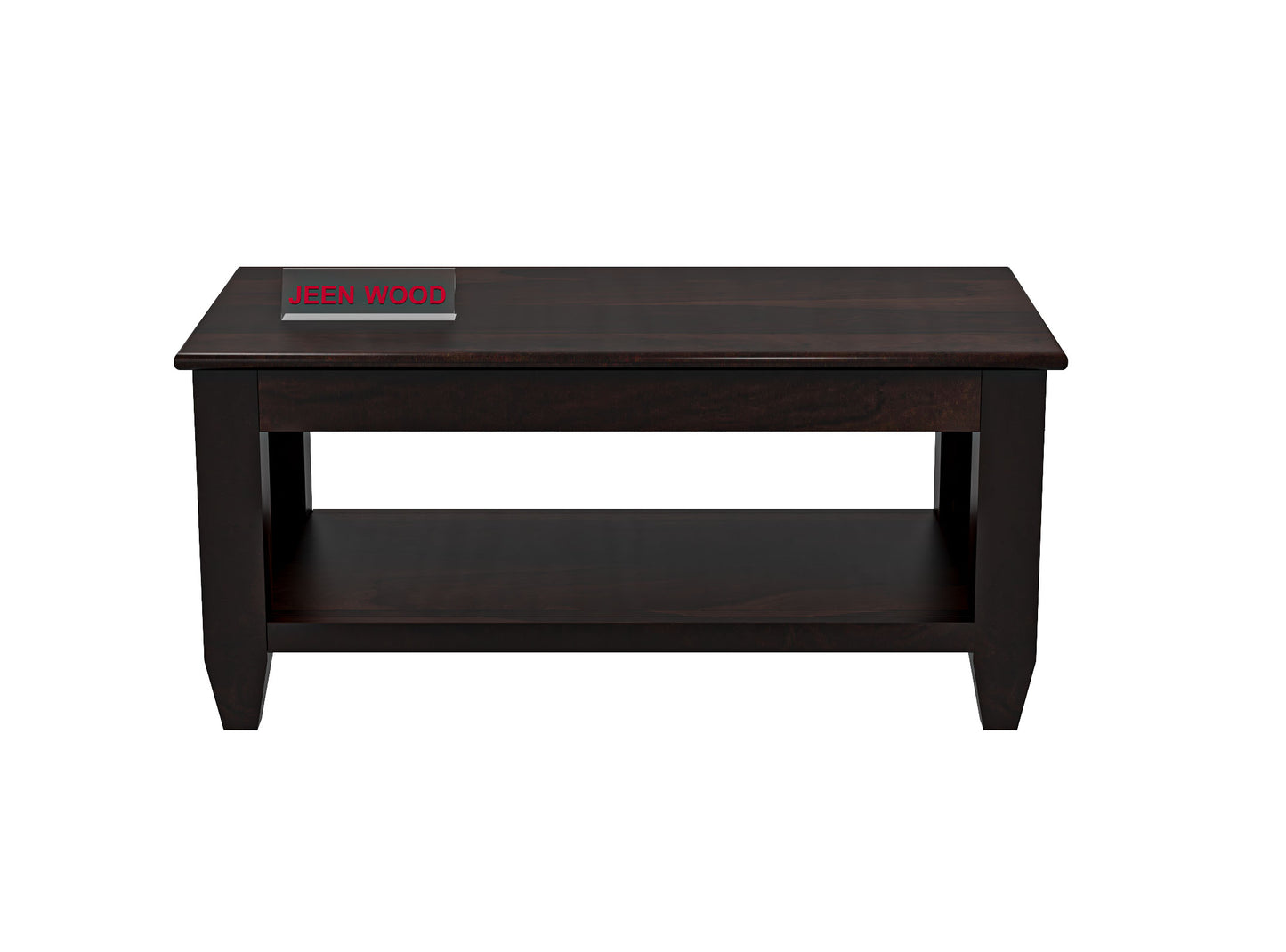 Solid Wood Coffee Table with Open Shelf – Modern Living Room Center Table