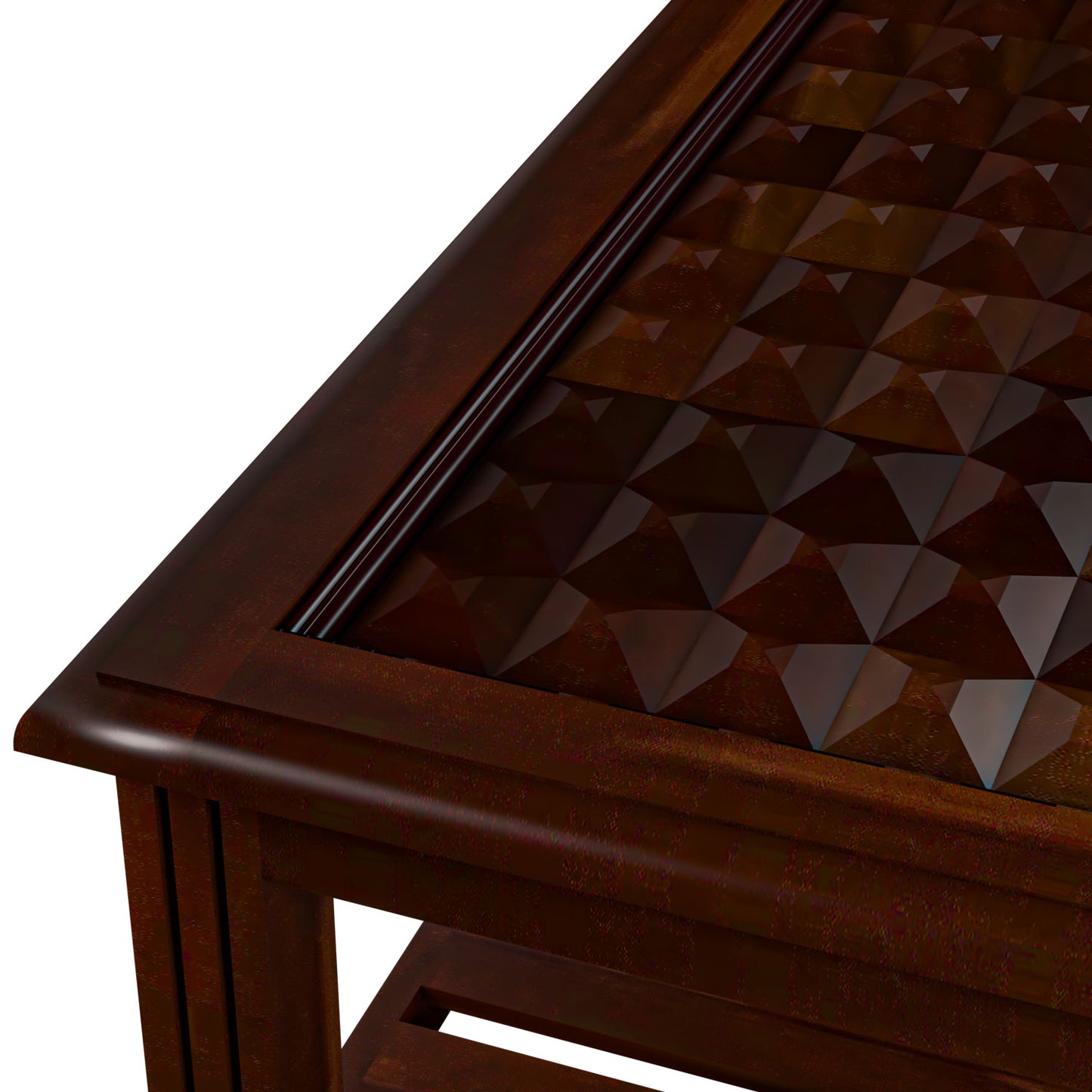 Elegant Solid Wood Coffee Table with Textured Glass Top & Storage Shelf