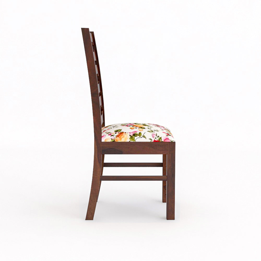 Solid Wood 4 Seater Dining Table Set with 3 Cushioned Chairs and 1 Upholstered Bench