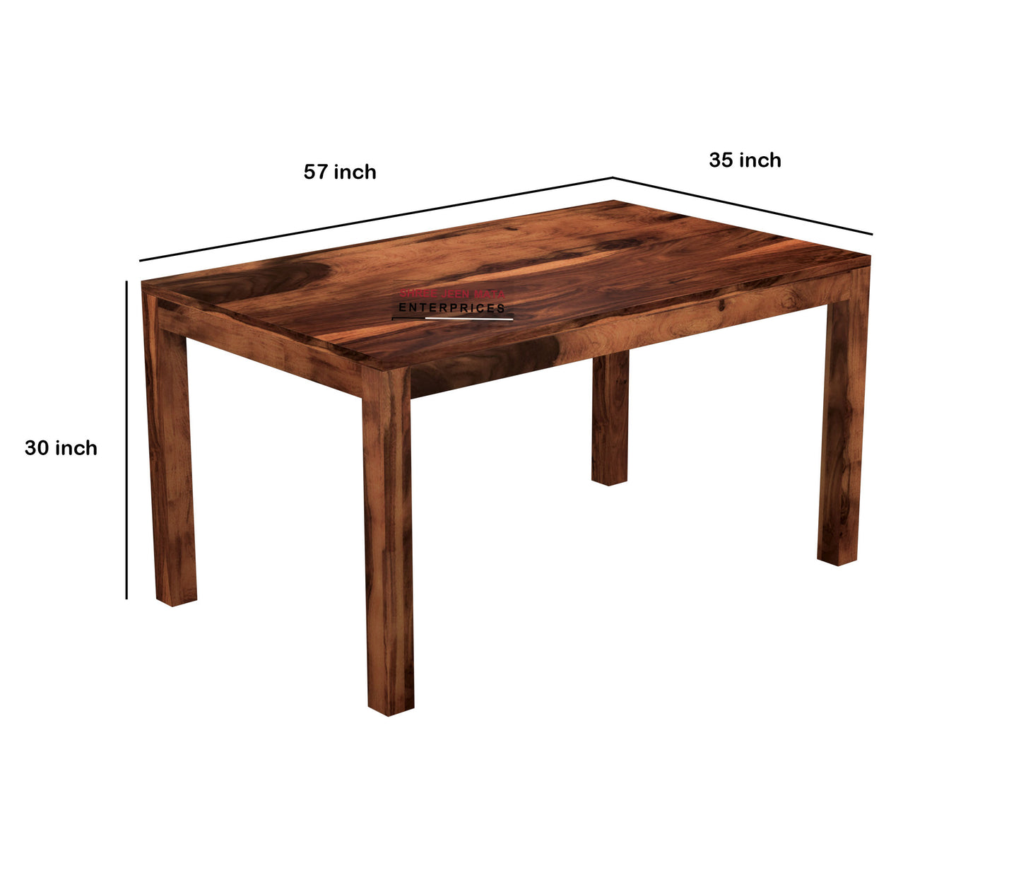 Solid Wood 6 Seater Dining Table Set with Slatted Back Chairs