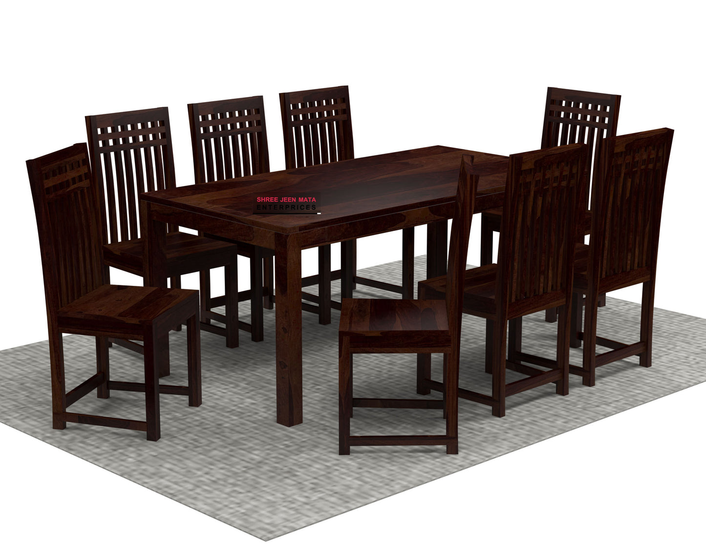 Premium Solid Wood 6 Seater Dining Table Set with Slatted Back Chairs