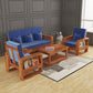 Solid Wood 5 Seater Sofa Set (3+1+1) | Natural & Walnut Finish Wooden Sofa with Cushions