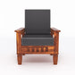Solid Wood 5 Seater Sofa Set (3 Seater + 2 Single Seaters) | Natural & Walnut Finish with Cushioned Comfort