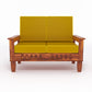 Solid Wood 4 Seater Sofa Set (Set of 2) | Natural & Walnut Finish Wooden Sofa with Cushions