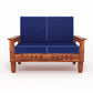 Premium Solid Wood 2 Seater Sofa with Cushions | Natural & Walnut Finish