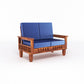 Solid Wood 4 Seater Sofa Set (Set of 2) | Natural & Walnut Finish Wooden Sofa with Cushions