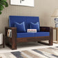 Solid Wood 2 Seater Sofa | Natural & Walnut Finish Wooden Sofa with Cushioned Comfort