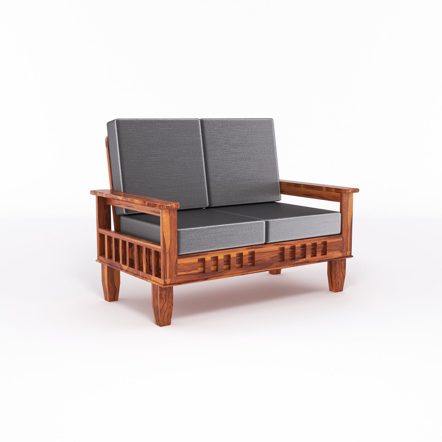 Premium Solid Wood 6 Seater Sofa Set (3+2+1) with Cushioned Seating | Natural & Walnut Finish